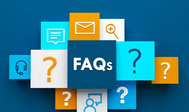 FAQs on blue background