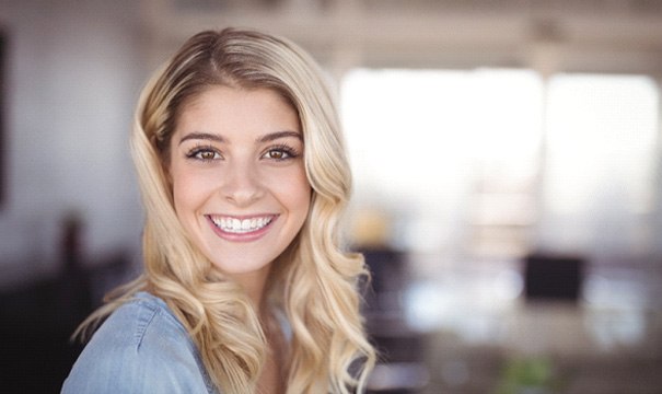 closeup of woman smiling