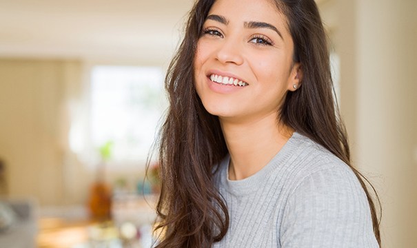 closeup of woman smiling 