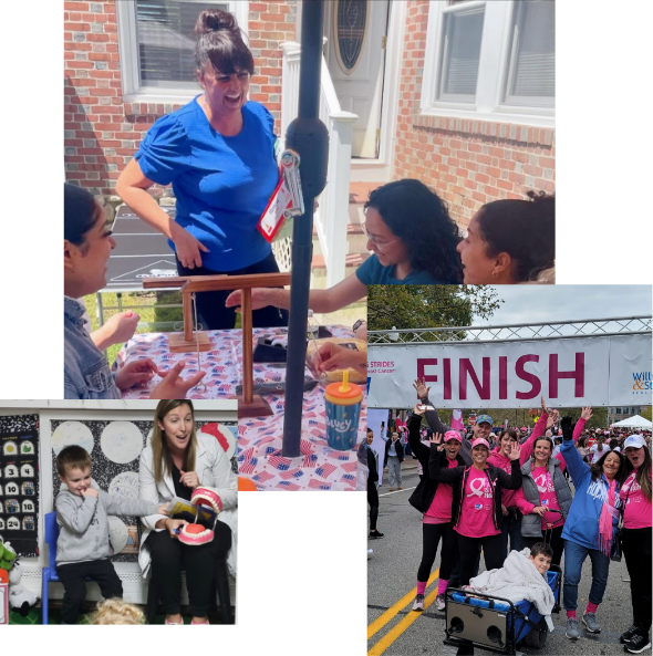 Collage of dental team members volunteering at community events in Newton