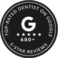 Top rated dentist on Google badge