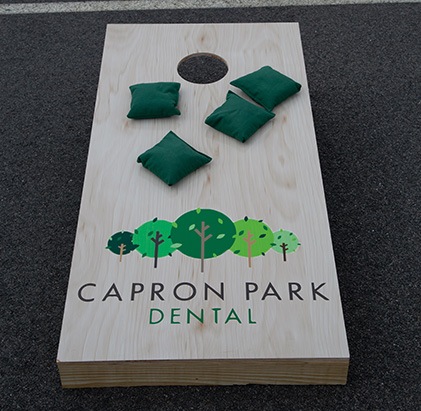 photo showing cornhole prize
