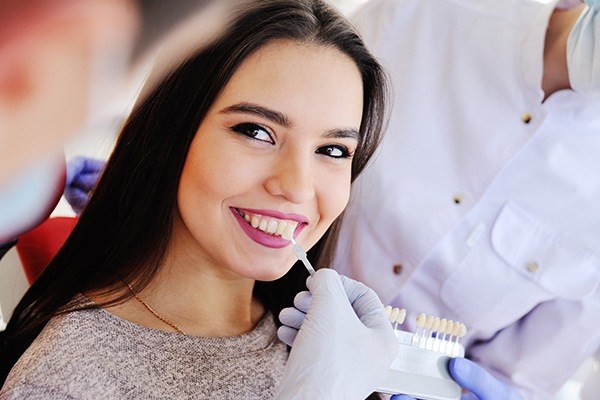 woman smiling in dental office