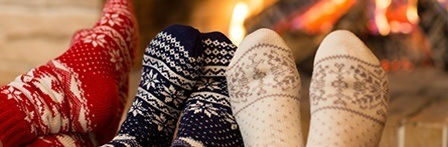 Socks by a fireplace