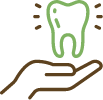 Icon of a hand holding a tooth