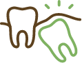 Icon of an impacted tooth pressing against the adjacent tooth
