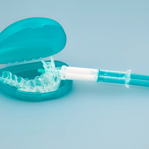 Close up of a take-home whitening kit