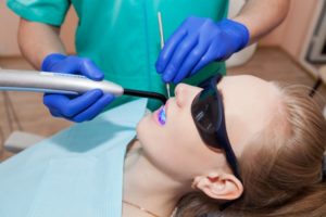 A young child at a dental appointment.