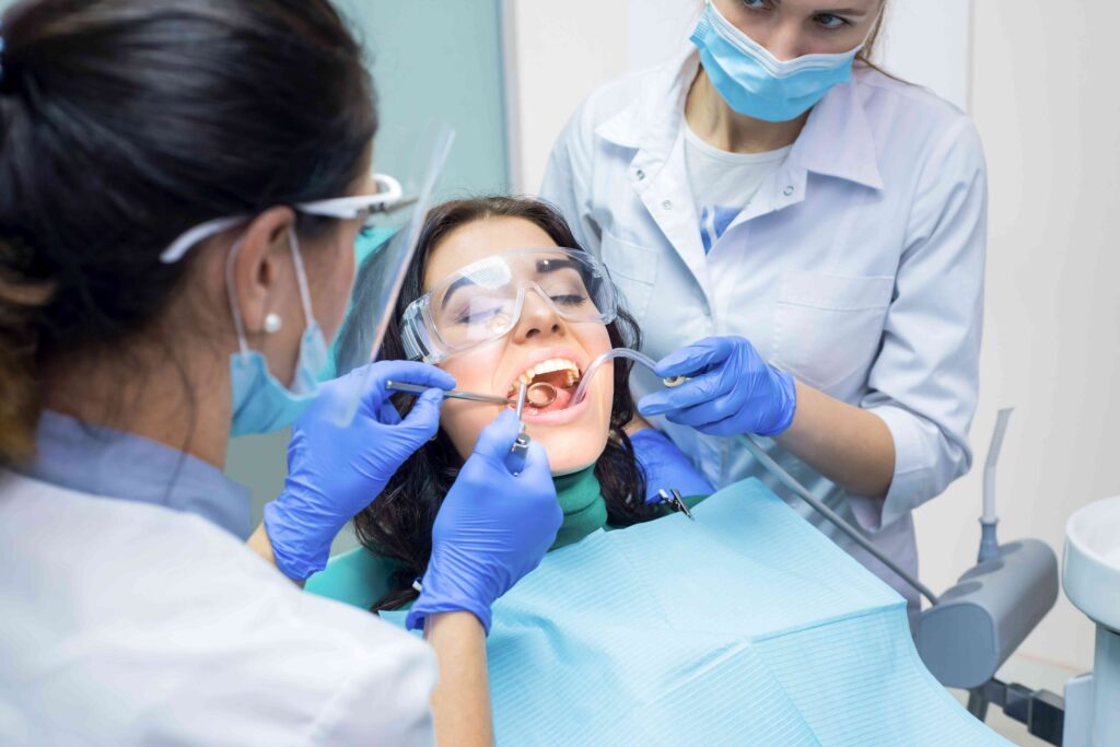Woman getting a dental procedure